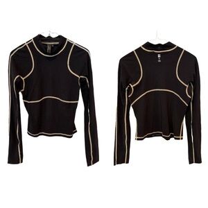 Sweaty Betty Black and Cream Long Sleeve Top